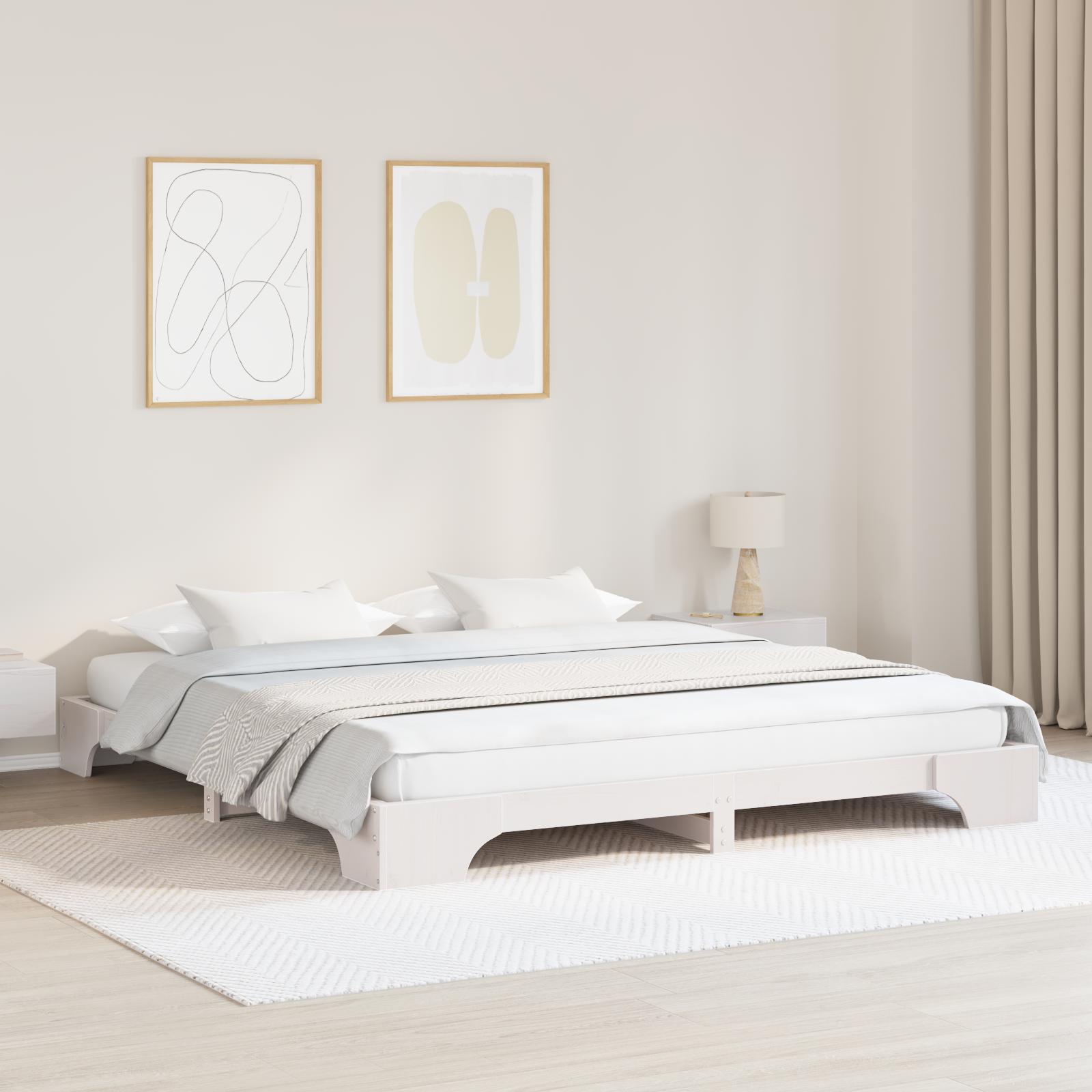 Sengestel Hvid 180 x 200 cm Massivt fyrretræ