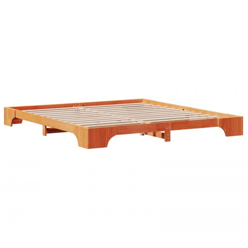 Sengestel i voksbrun massiv fyrretræ 180 x 200 cm
