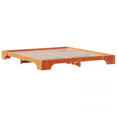 Sengestel i voksbrun massiv fyrretræ 180 x 200 cm