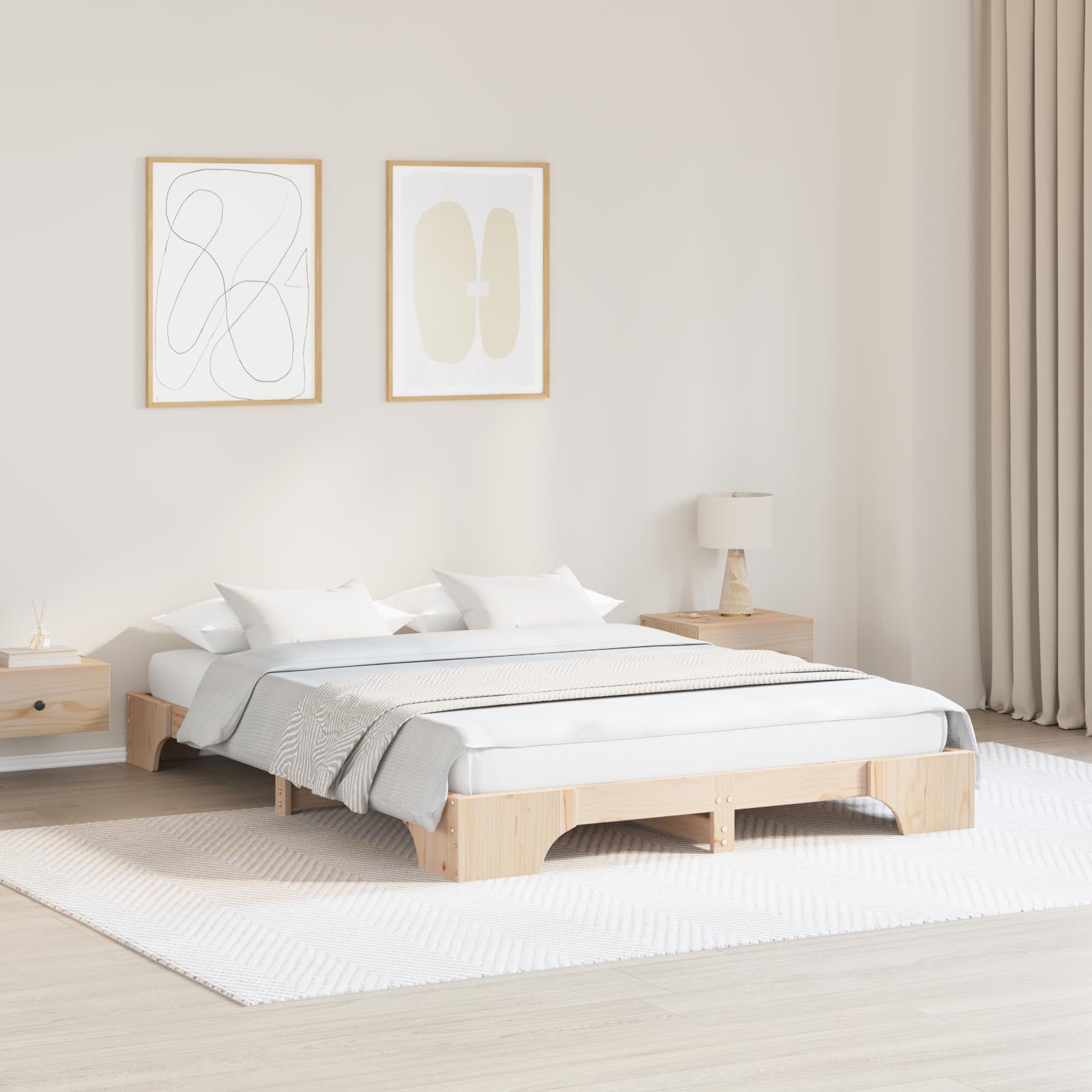 Sengestel Massiv fyrretræ 150 x 200 cm Massivt fyrretræ