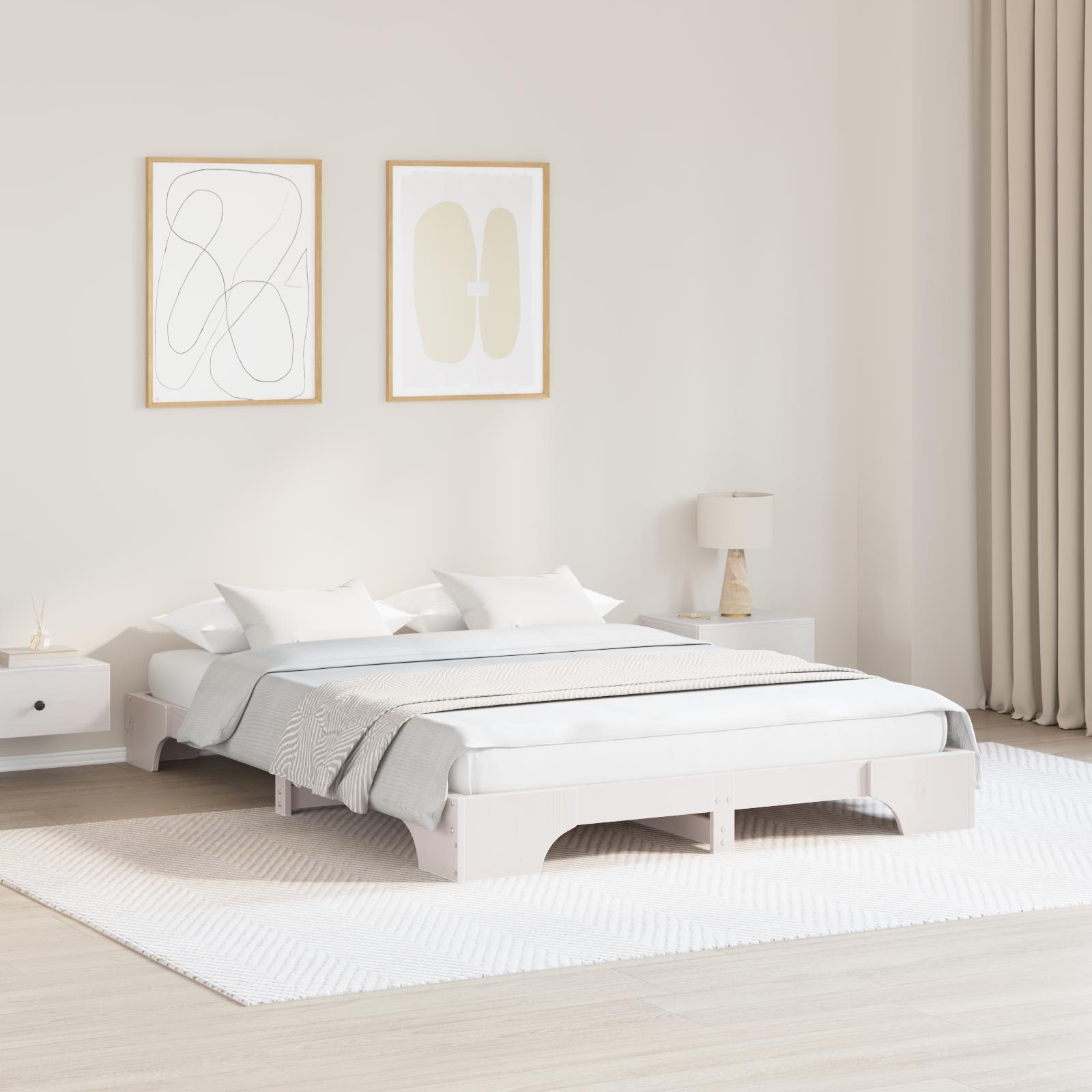 Sengestel Hvid 140 x 200 cm Massivt fyrretræ