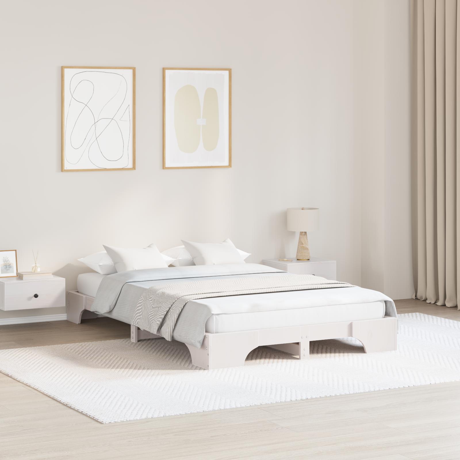 Sengestel Hvid 120 x 200 cm Massivt fyrretræ