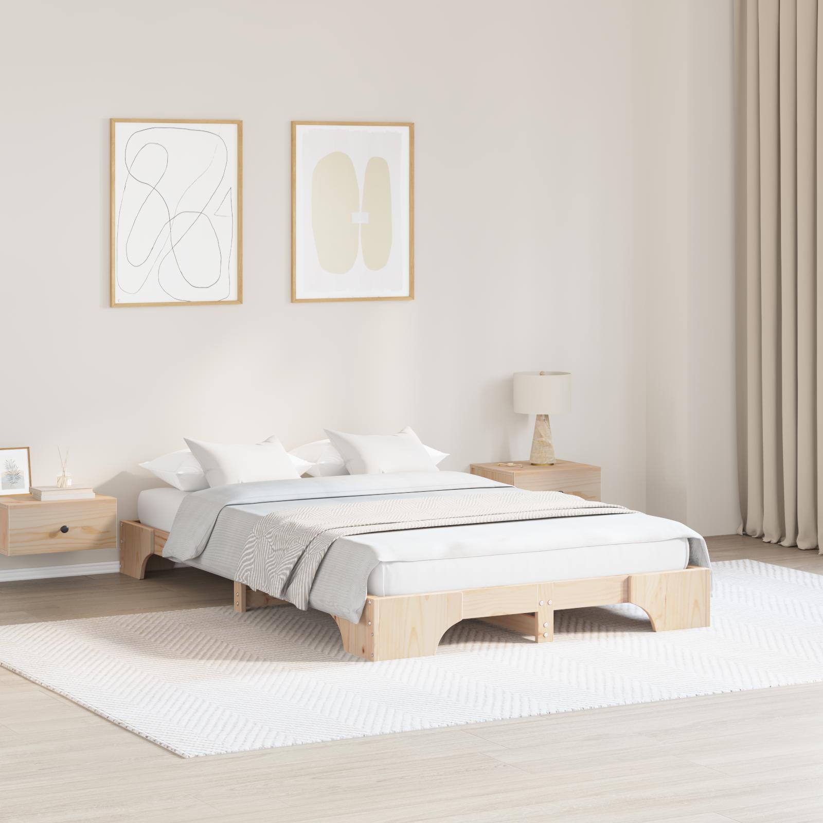 Sengestel Massiv fyrretræ 120 x 190 cm Massivt fyrretræ