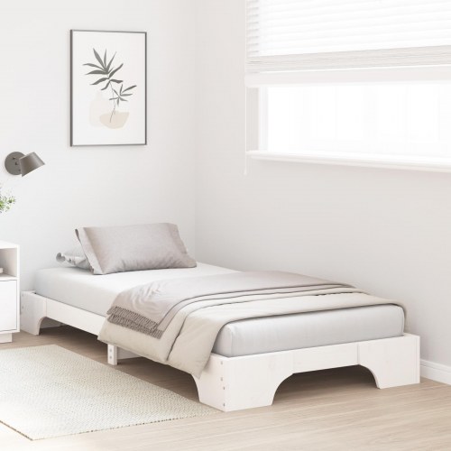 Sengestel hvid 90 x 190 cm i massiv fyrretræ