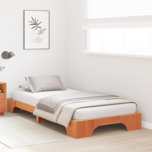 Sengestel voksbrun 75 x 190 cm i massiv fyrretræ