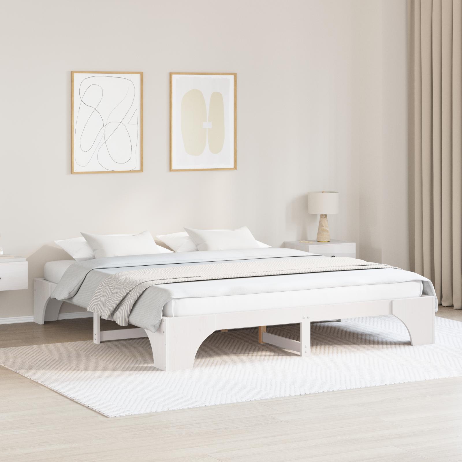 Sengestel Hvid 180 x 200 cm Massivt fyrretræ