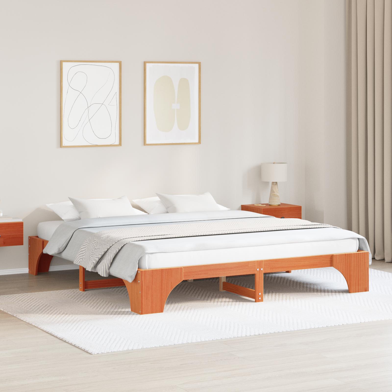 Sengestel Gyldenbrun 180 x 200 cm Massivt fyrretræ
