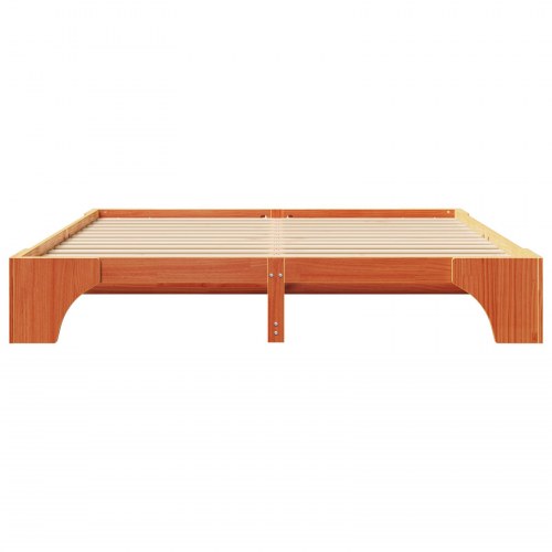 Sengestel med lameller voksbrun 180 x 200 cm - massiv fyrretræ
