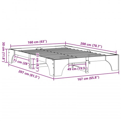 Sengestel i massivt fyrretræ 160 x 200 cm - hvid