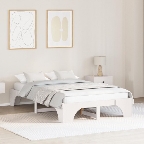Sengestel hvid 120 x 200 cm i massiv fyrretræ