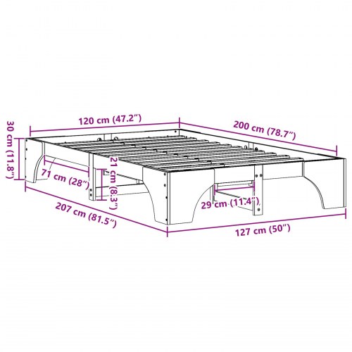 Sengestel hvid 120 x 200 cm i massiv fyrretræ