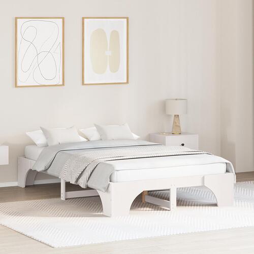 Senge Ramme Hvid Massivt træ 120 x 190 cm Senge Ramme