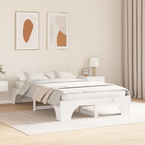 Senge Ramme Hvid Massivt træ 120 x 190 cm Senge Ramme