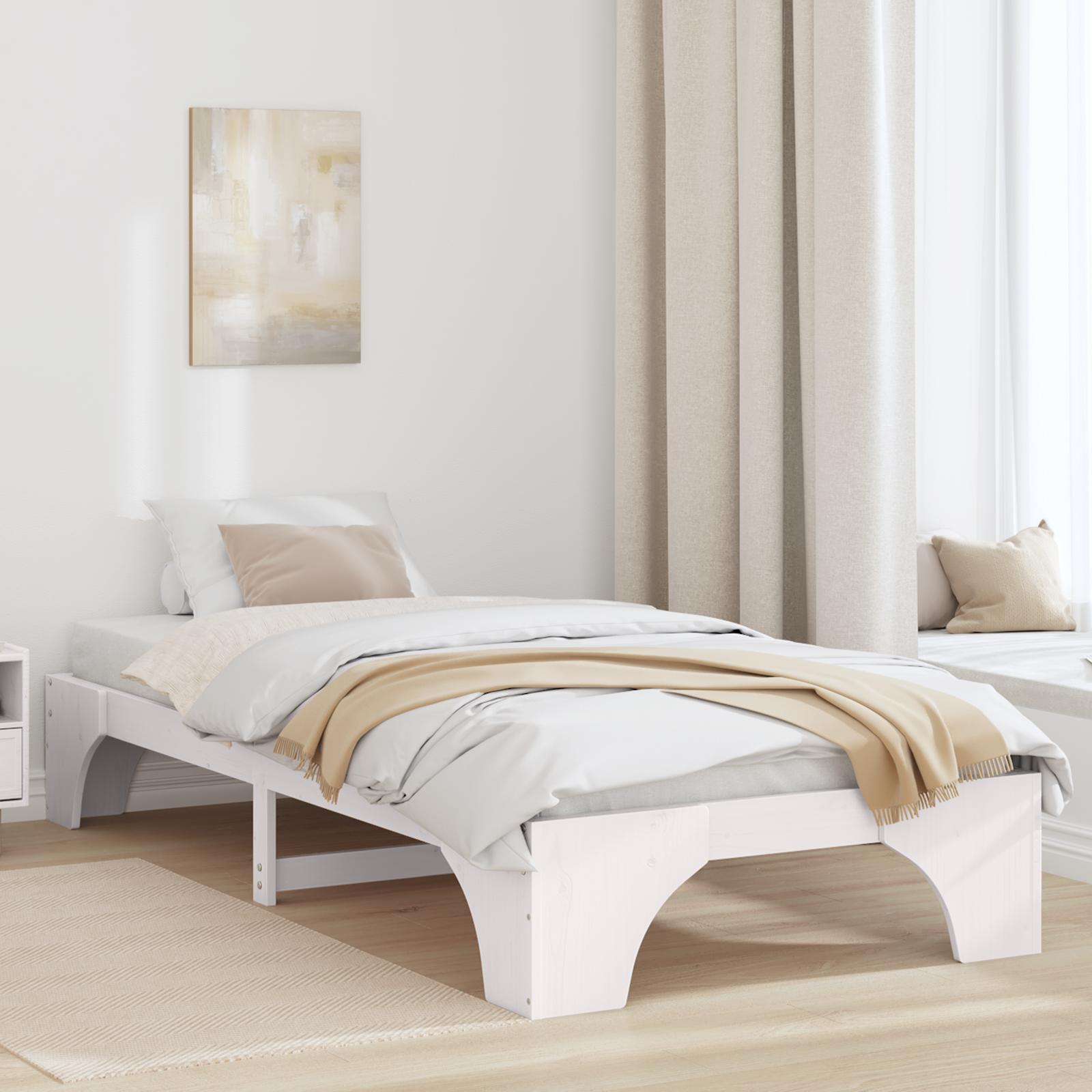 Sengestel i hvidt massivt fyrretræ - 75 x 190 cm