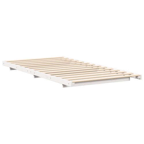 Gulv seng ramme Hvid 100 x 200 cm Massivt fyrretræ