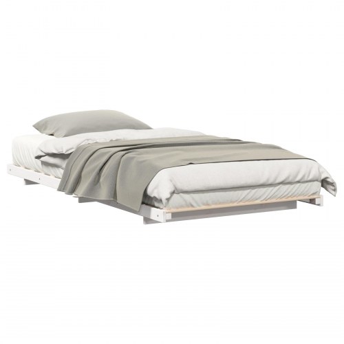 Gulv seng ramme Hvid 100 x 200 cm Massivt fyrretræ