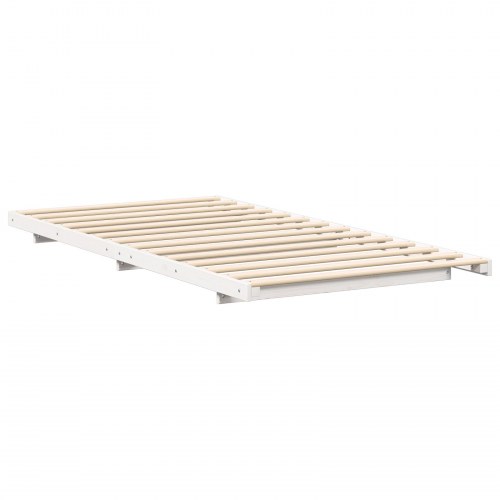 Gulv seng ramme Hvid 100 x 200 cm Massivt fyrretræ