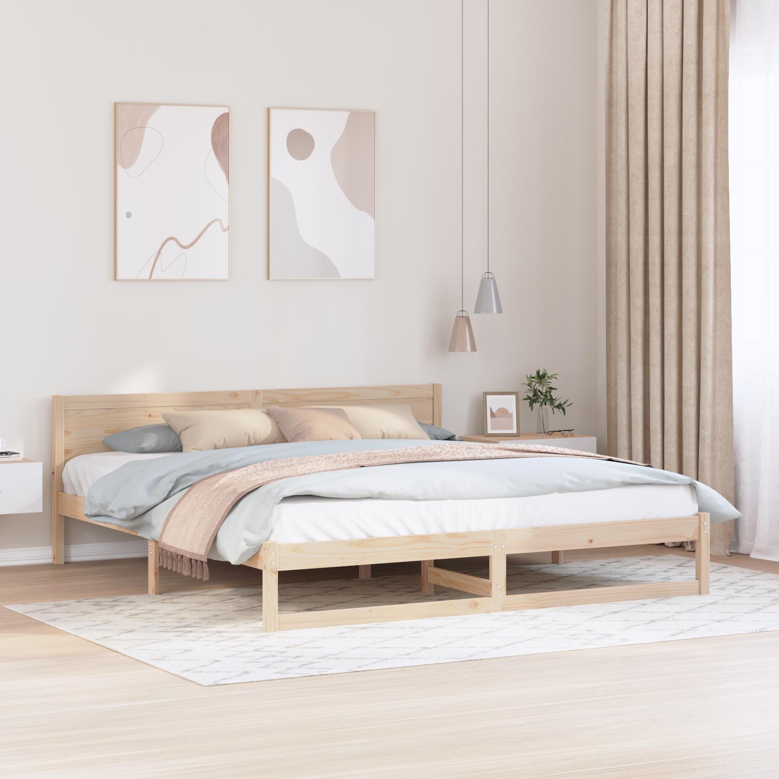 Sengestel med hovedgærde Brun 200 x 200 cm Massivt fyrretræ