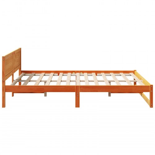 Sengestel med hovedgærde - voksbrun 140 x 200 cm, massiv fyrretræ