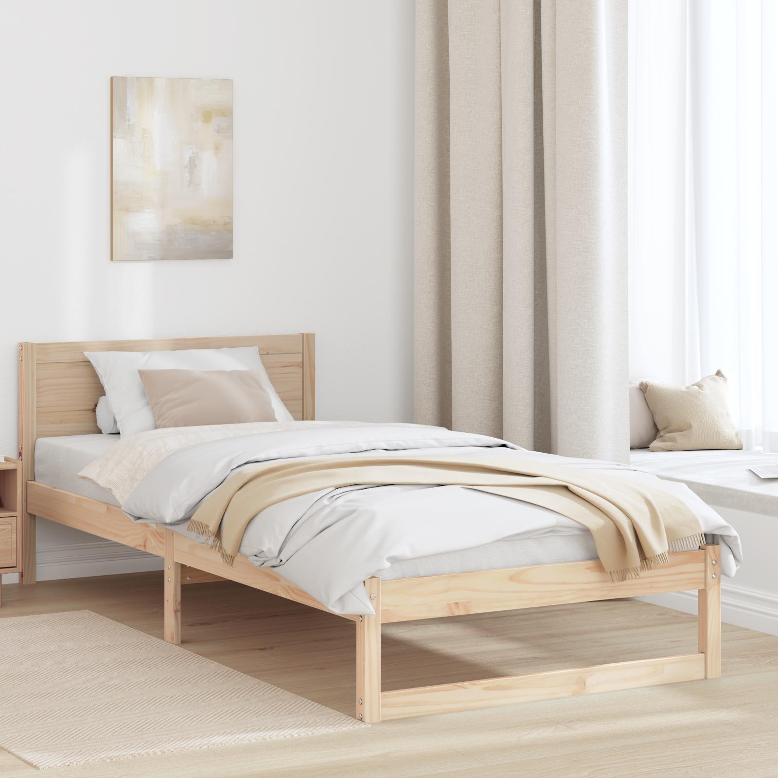Sengestel med hovedgærde Brun 90 x 190 cm Massivt fyrretræ