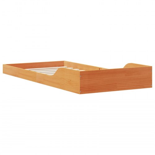 Sengestel i voksbrun massiv fyrretræ 100 x 210 cm