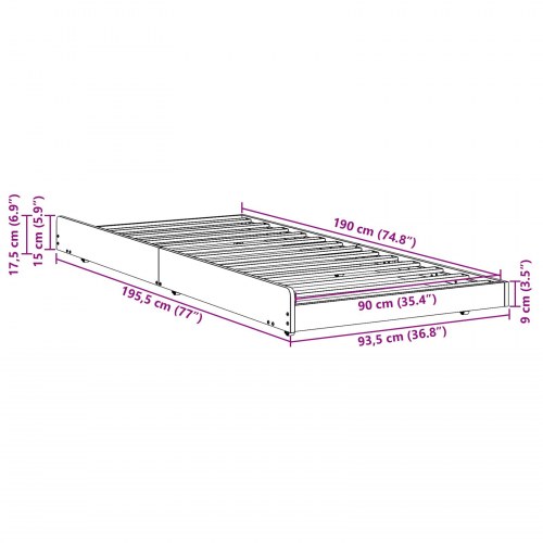 Sengestel Hvid 90 x 190 cm Massivt fyrretræ