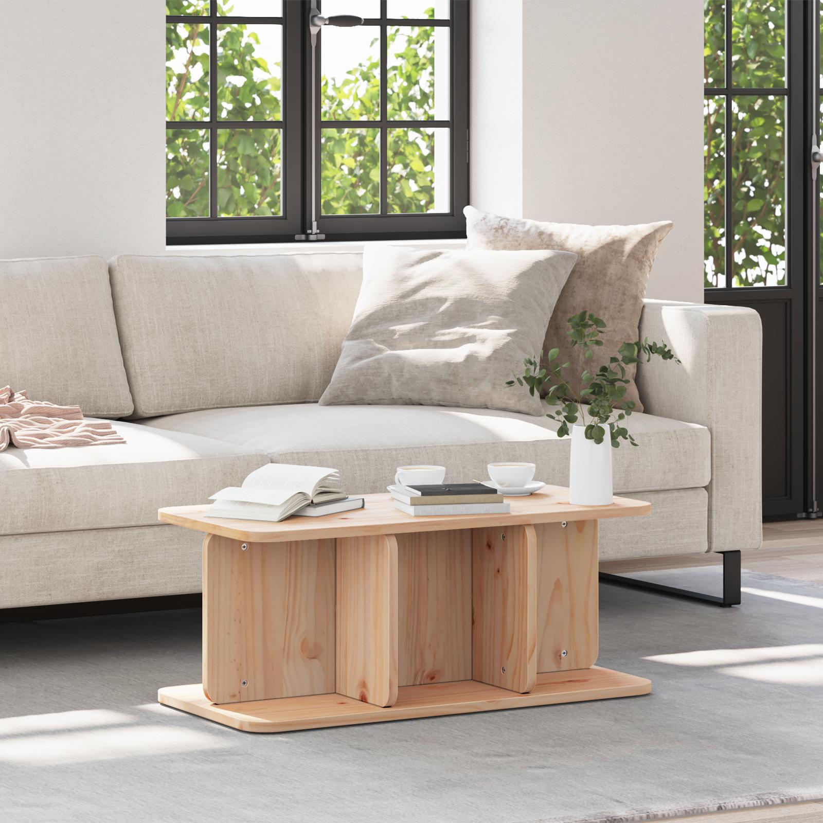 Sofabord Naturfarvet 80 x 39.5 x 33.5 cm Massivt fyrretræ