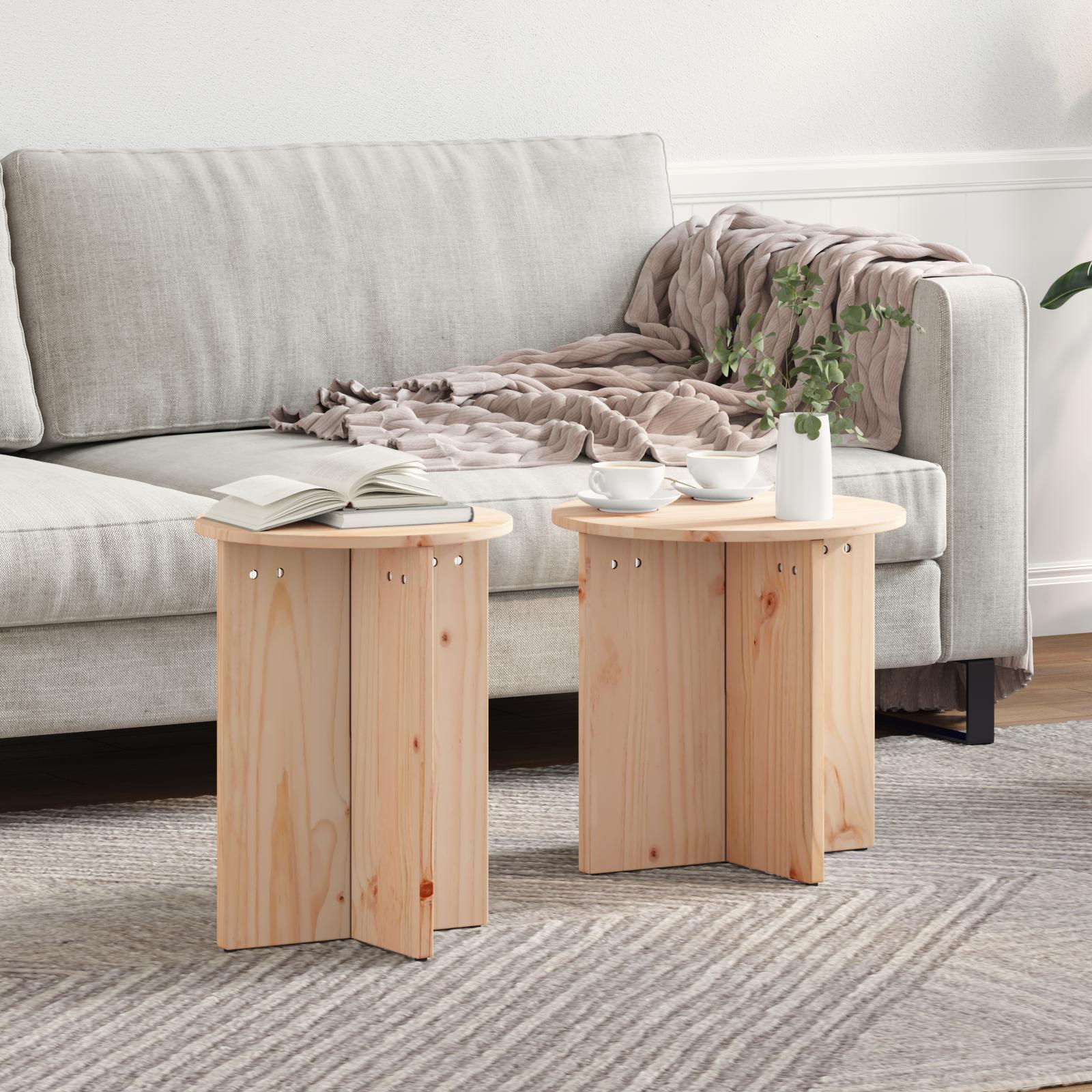 Sofabord 2 stk Naturfarvet 41,5 x 41,5 x 41 cm Massivt fyrretræ