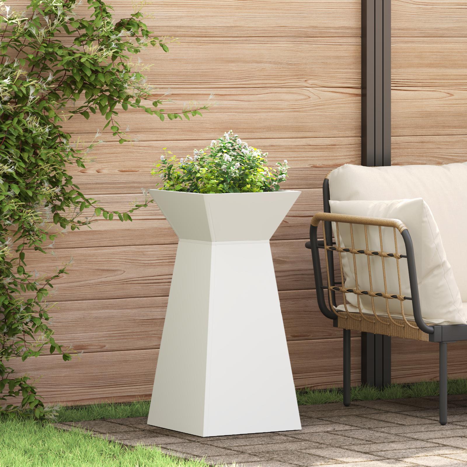 Søjle Plantekasse 2 stk Hvid 35 x 35 x 73 cm Stål