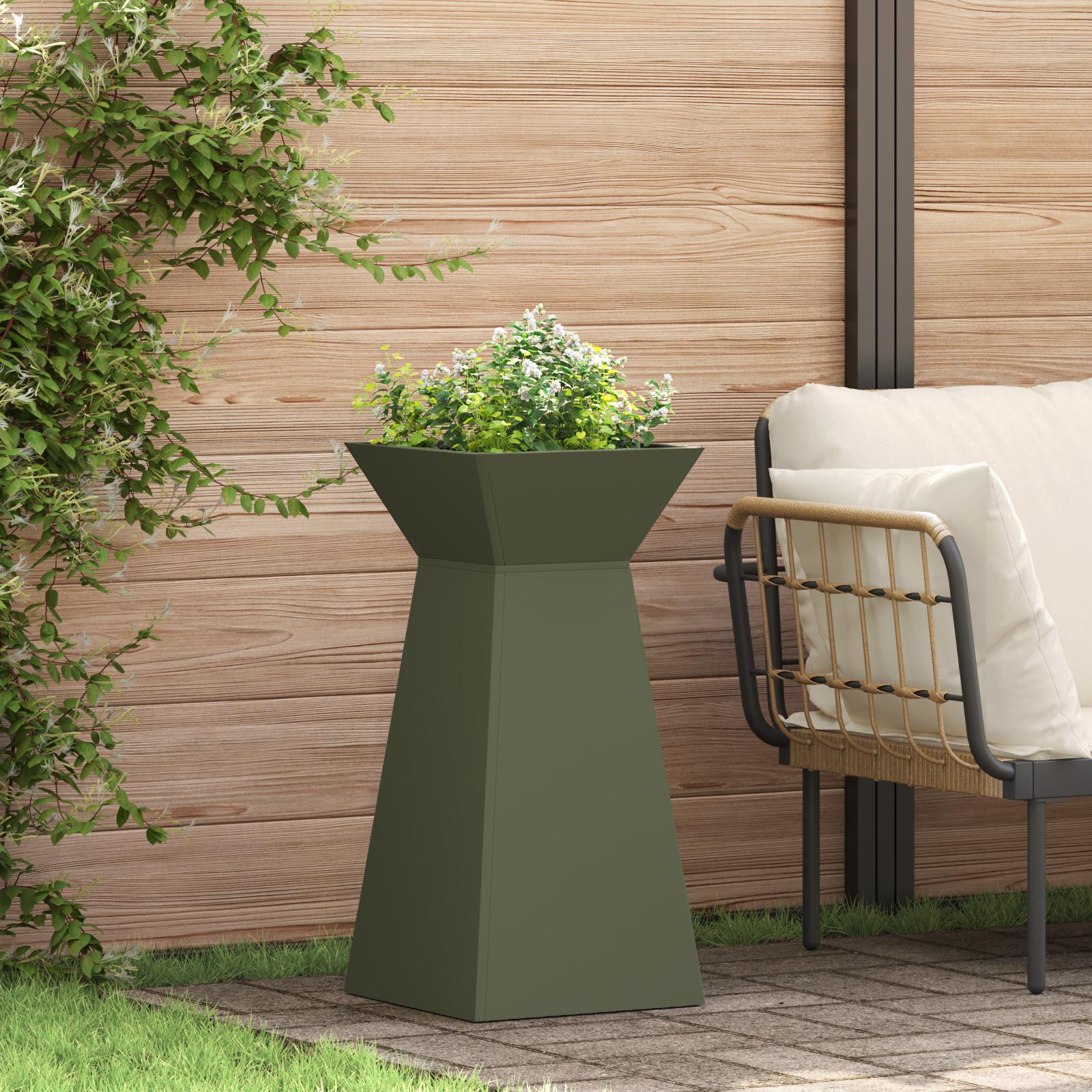 Søjle Plantekasse 2 stk Olivengrøn 35 x 35 x 73 cm Stål