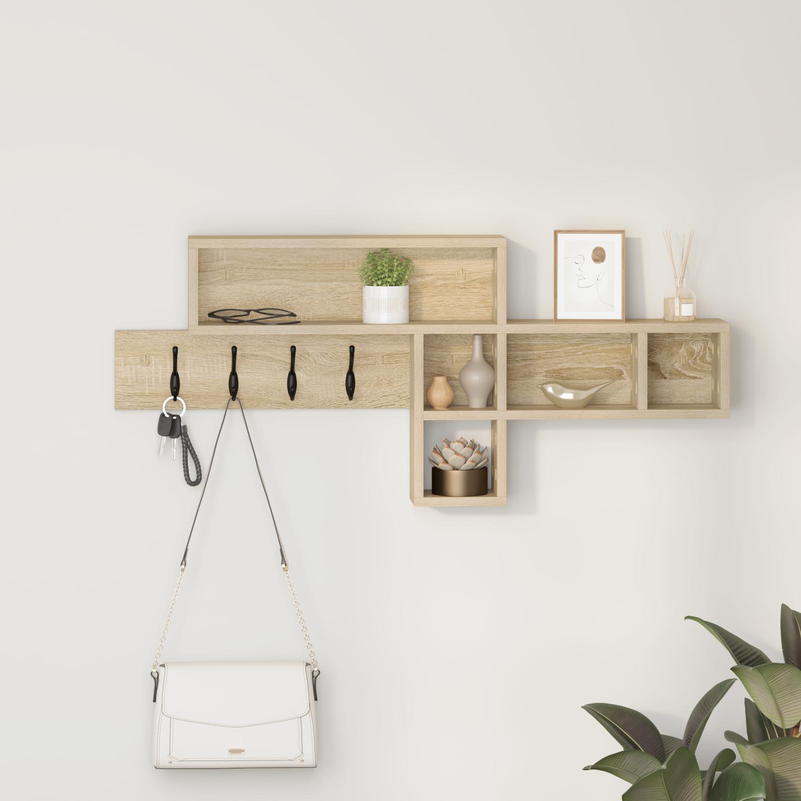 Vægmonteret Jakkeholder med hylde Sonoma-eg 100 x 12 x 43.5 cm