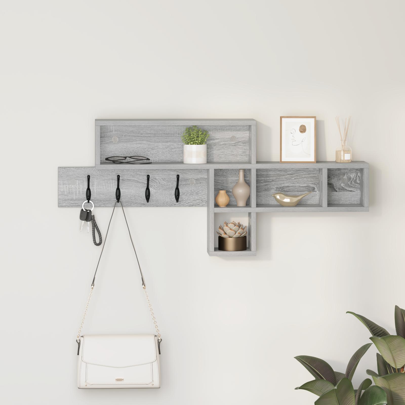 Vægmonteret Jakkeholder Grå sonoma-eg 100 x 12 x 43.5 cm