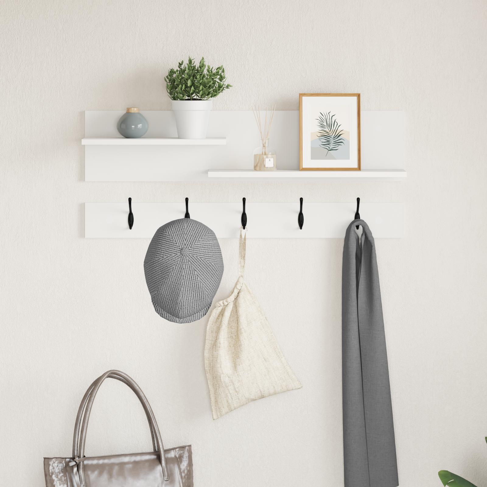 Vægmonteret Jakkeholder Hvid 90 x 15 x 36 cm Konstrueret træ