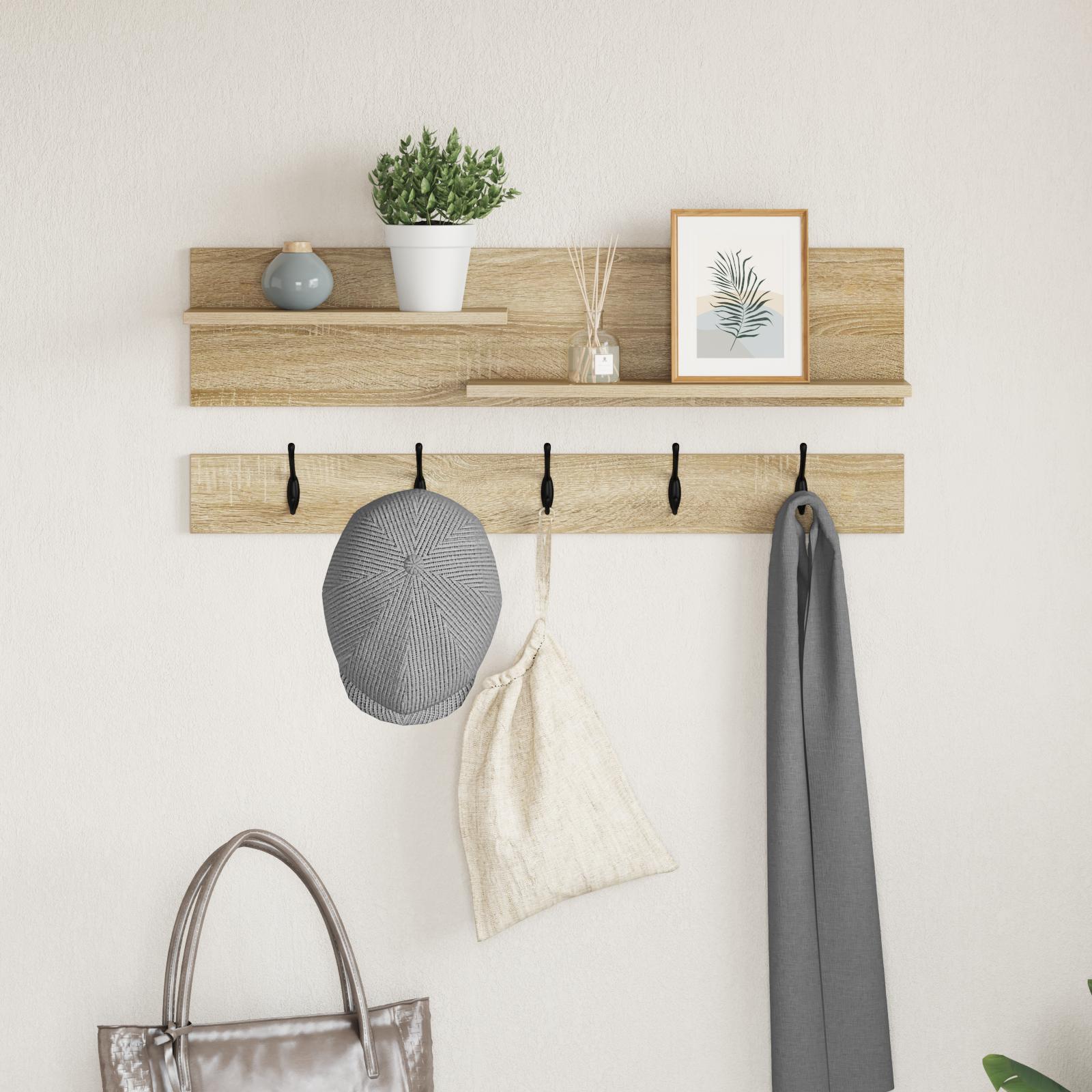 Vægmonteret Jakkeholder med hylde Sonoma-eg 90 x 15 x 36 cm