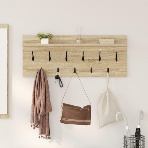 Væghængt knagerække med hylde - sonoma eg, 100 x 40 x 12 cm