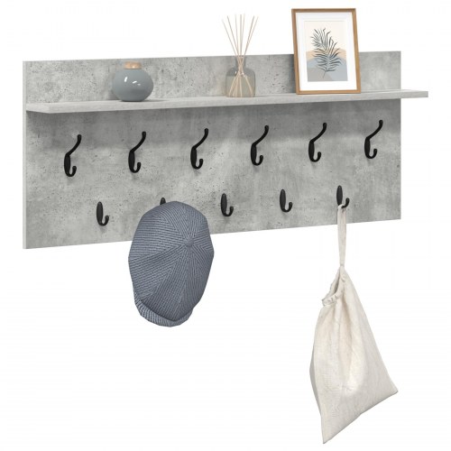 Vægmonteret knagerække med hylde - betongrå, 100 x 40 x 12 cm