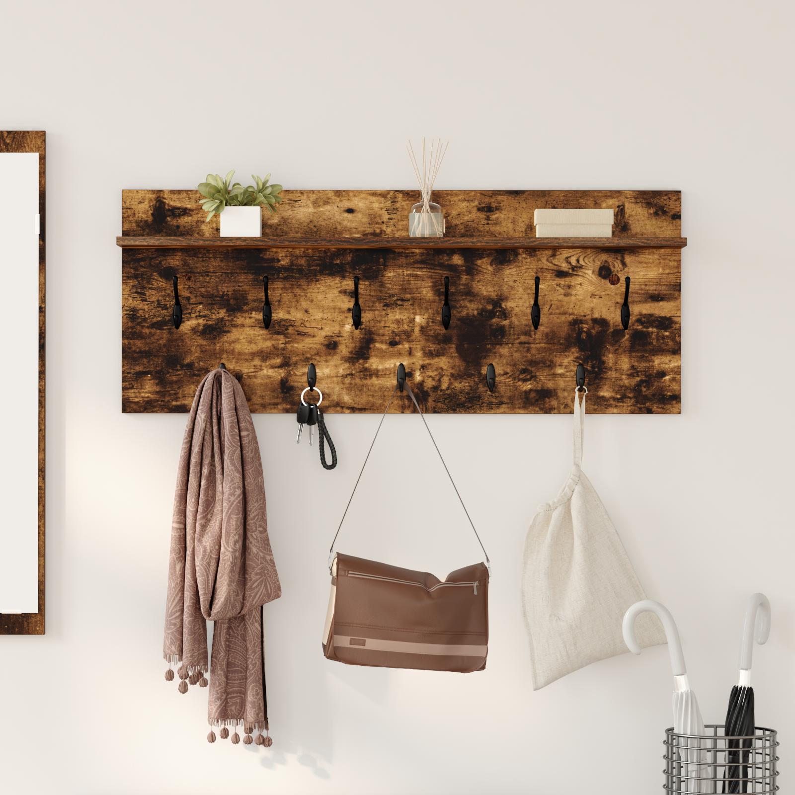 Vægmonteret Jakkeholder med hylde Røget eg Konstrueret træ