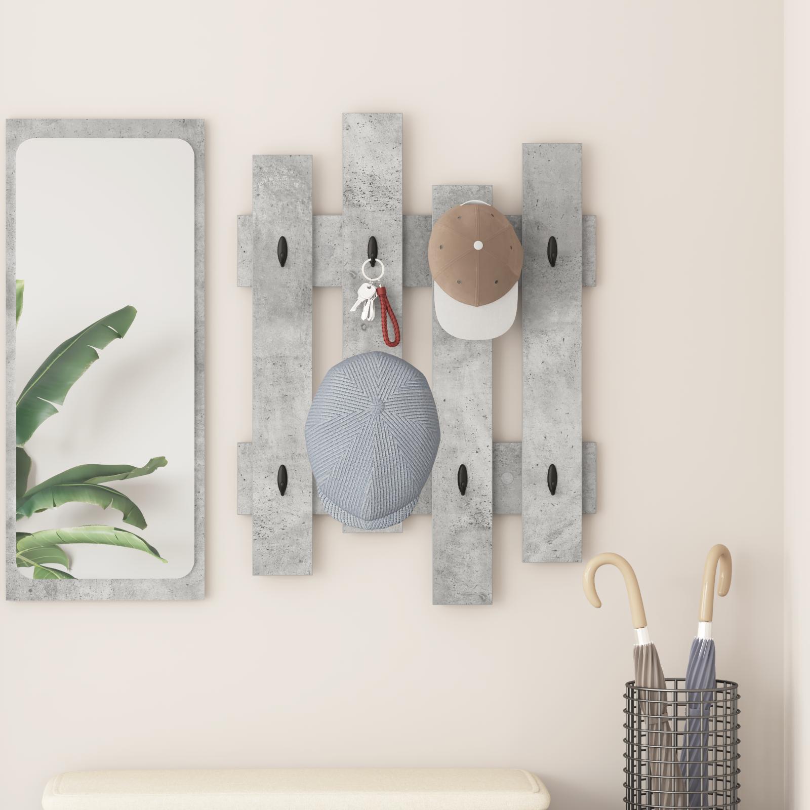 Vægmonteret Jakkeholder Betongrå 60 x 3 x 82 cm Konstrueret træ