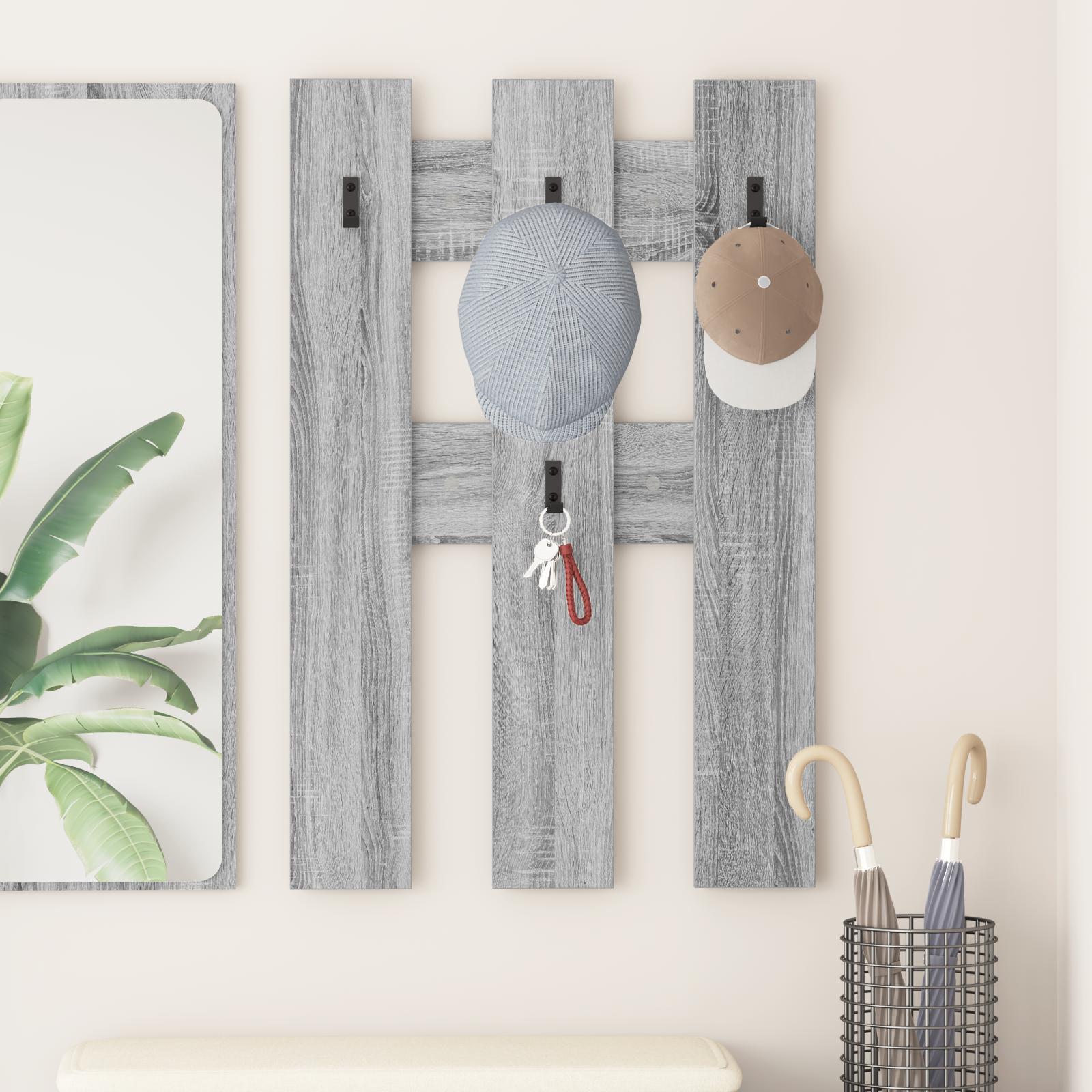 Vægmonteret Jakkeholder Grå sonoma-eg 65 x 3 x 100 cm