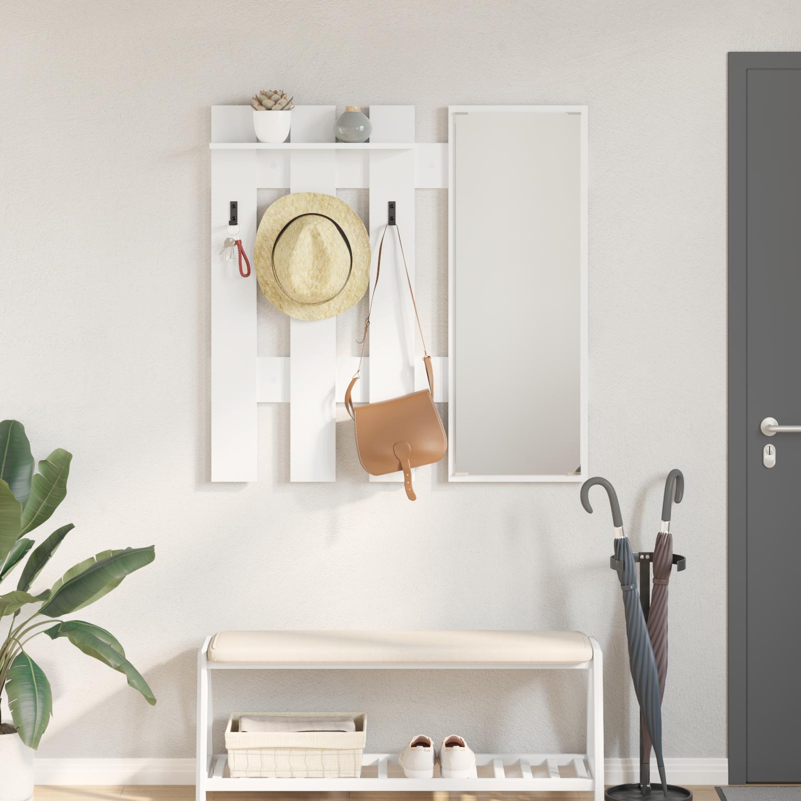 Vægmonteret Jakkeholder Hvid 100 x 10 x 100 cm Konstrueret træ