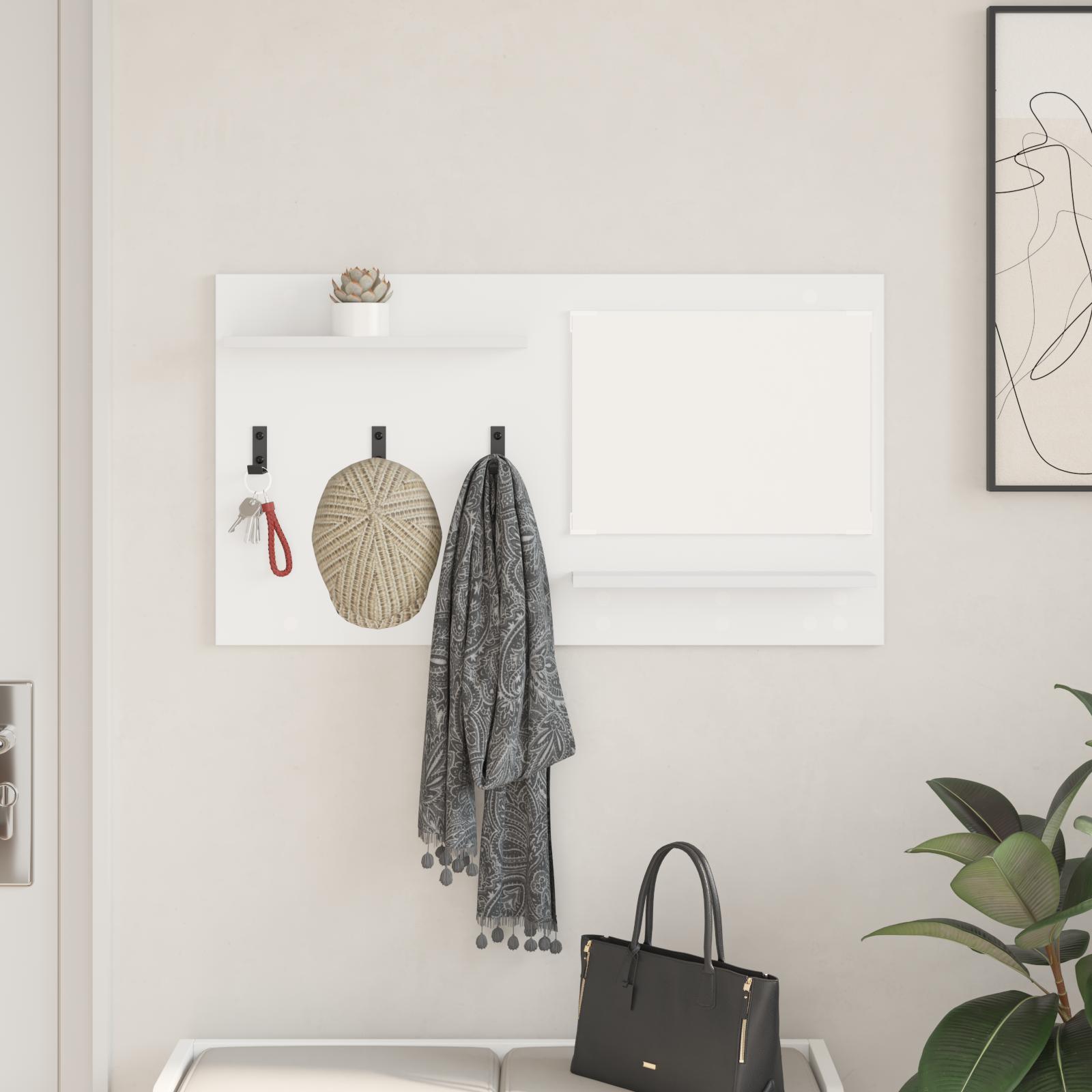 Vægmonteret Jakkeholder Hvid 90 x 10 x 50 cm Konstrueret træ