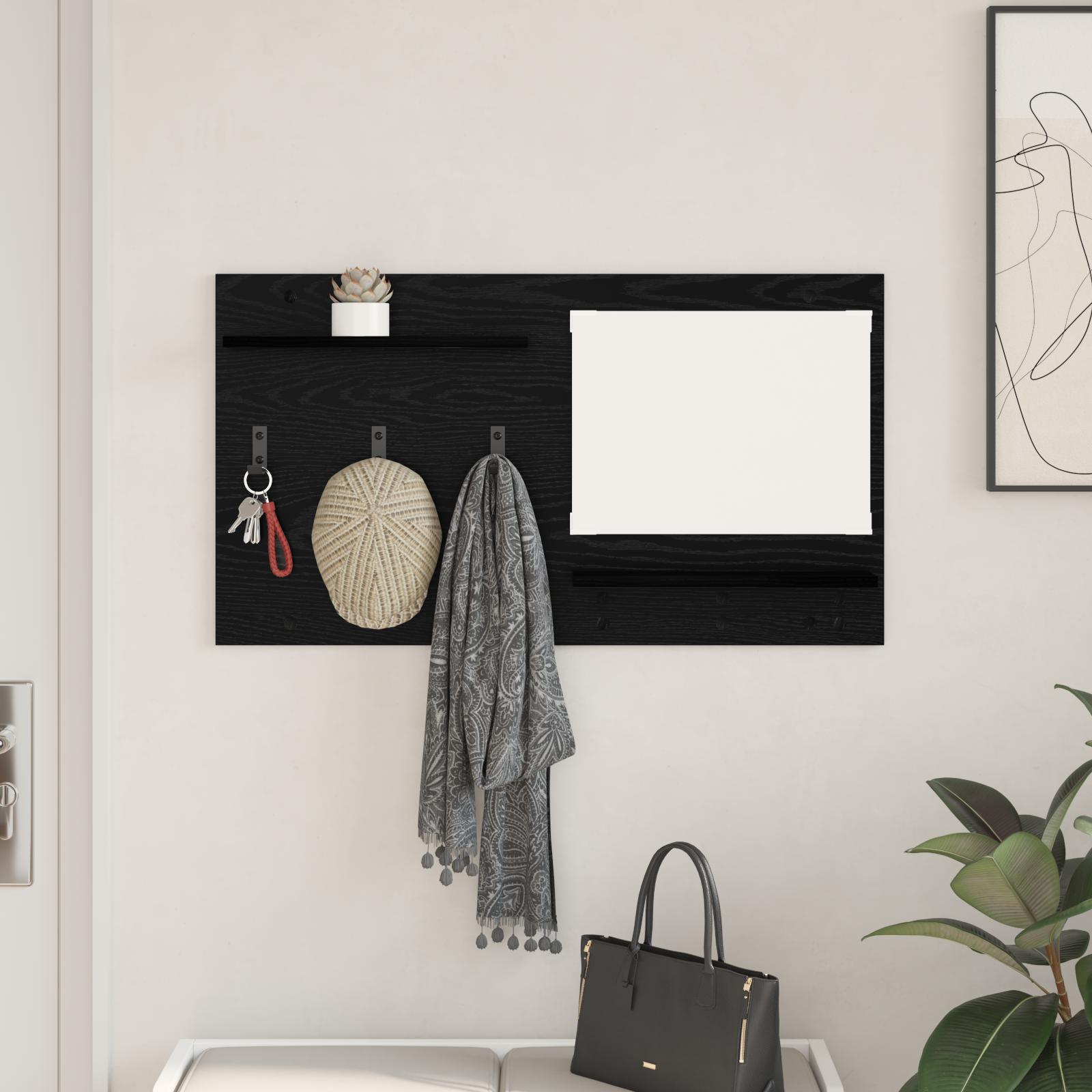 Vægmonteret Jakkeholder Sort eg 90 x 10 x 50 cm Konstrueret træ