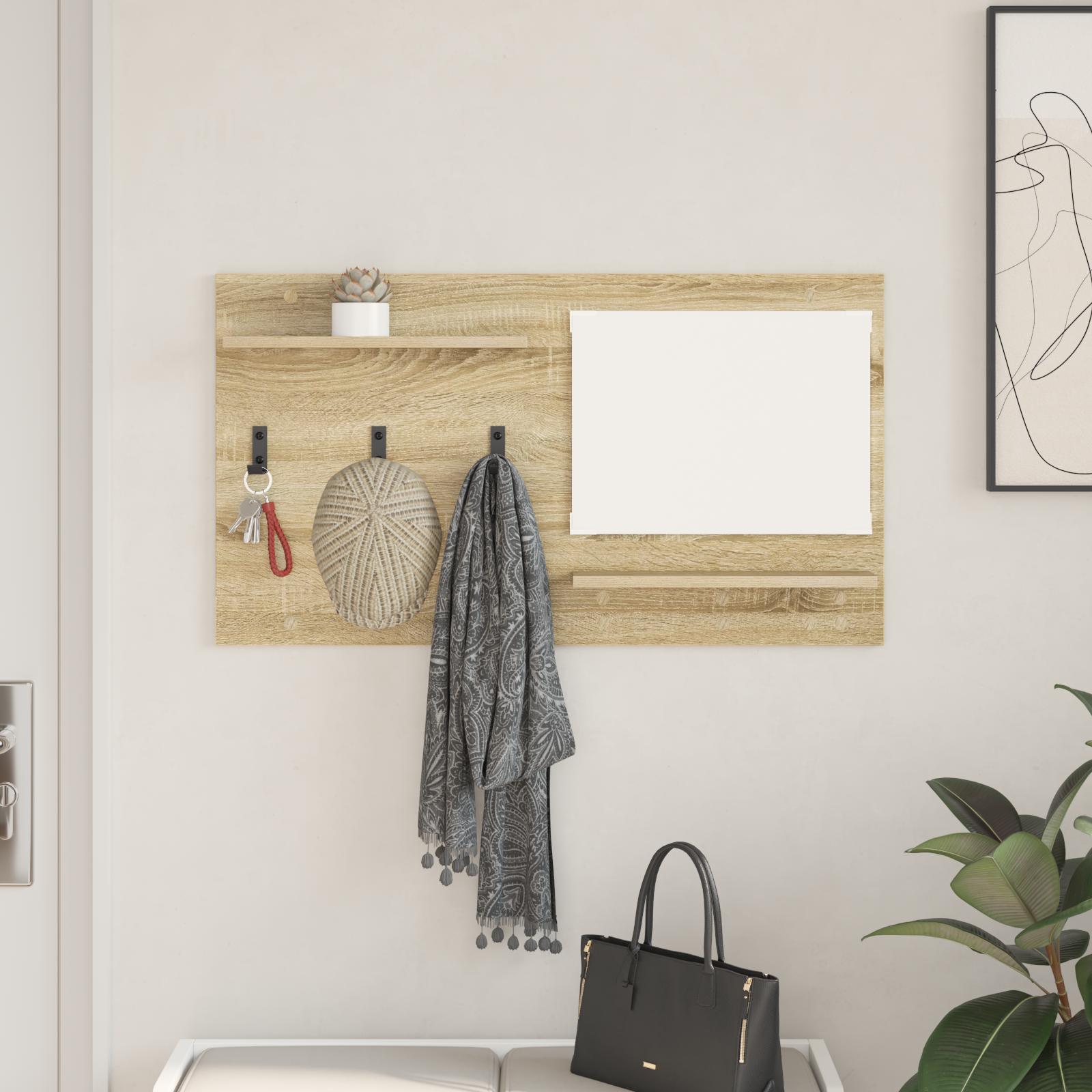 Vægmonteret Jakkeholder med hylde Sonoma-eg 90 x 10 x 50 cm