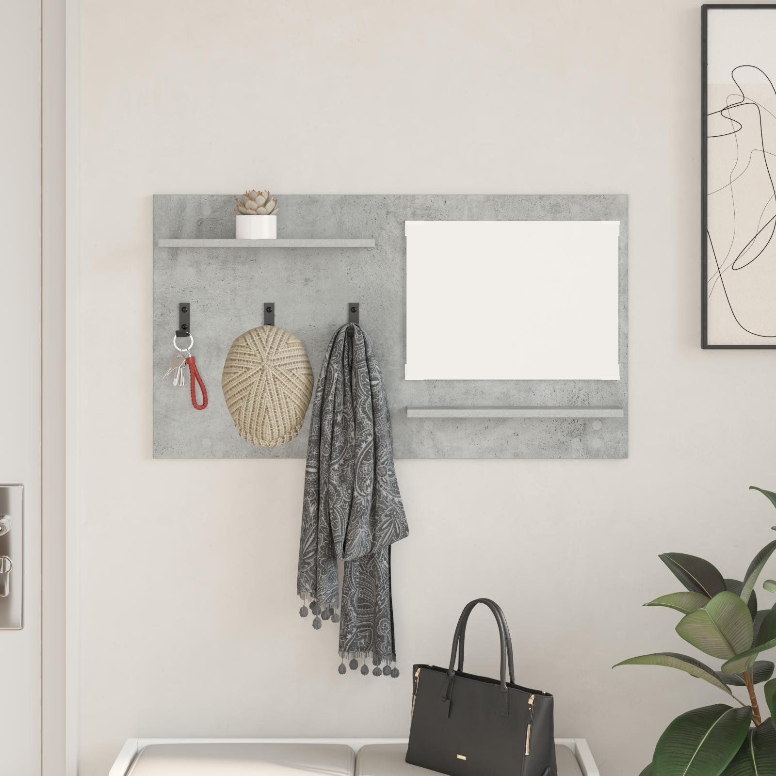 Vægmonteret Jakkeholder med hylde Betongrå 90 x 10 x 50 cm