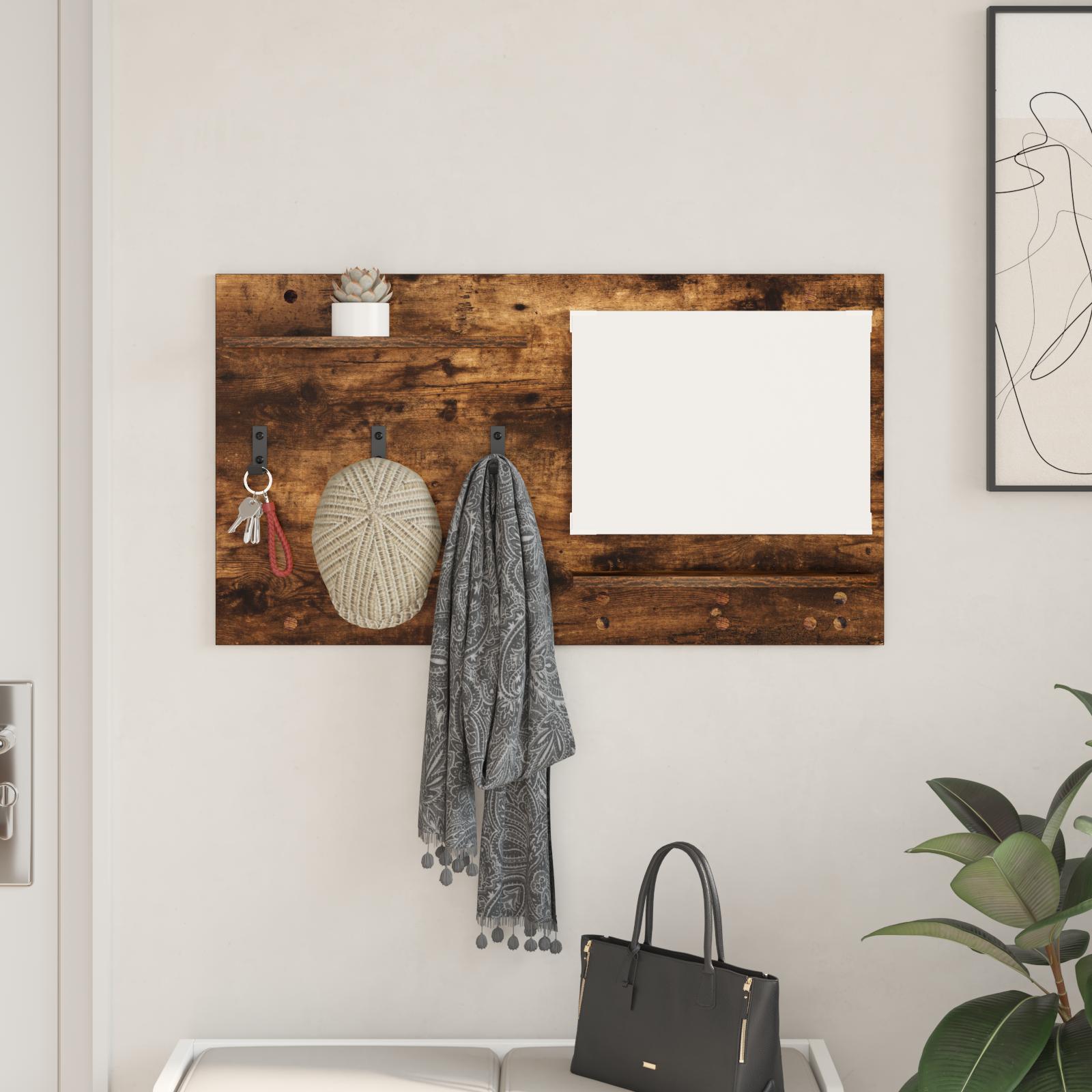 Vægmonteret Jakkeholder med hylde Røget eg 90 x 10 x 50 cm