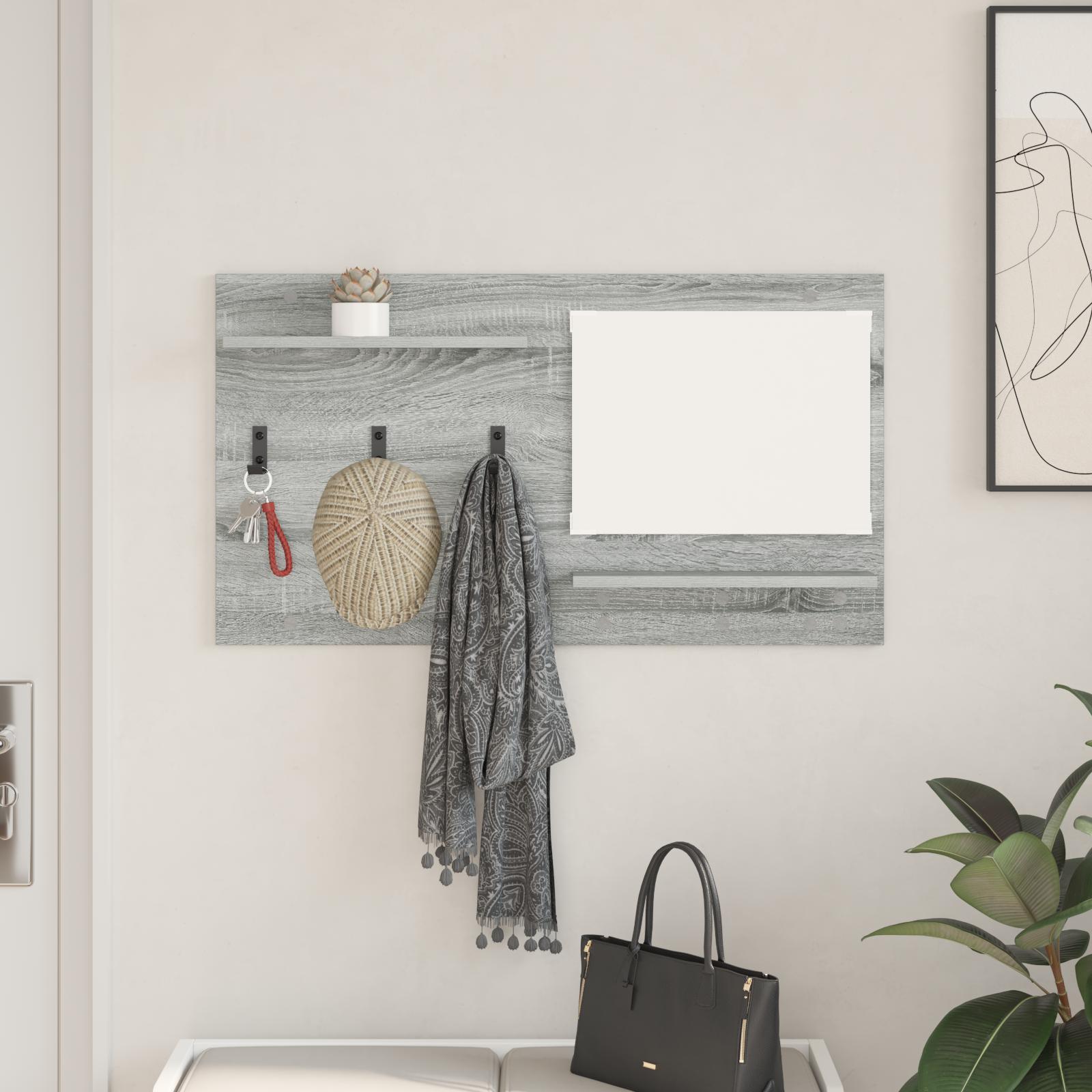 Vægmonteret Jakkeholder med hylde Grå sonoma-eg 90 x 10 x 50 cm