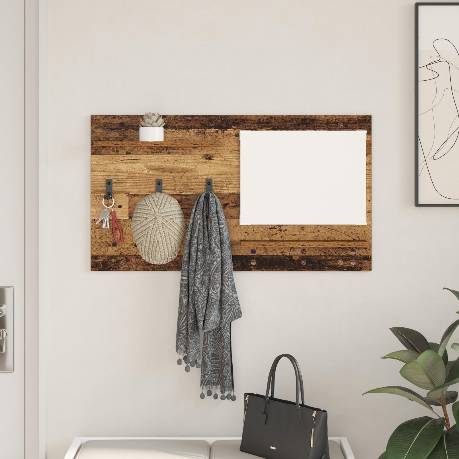 Vægmonteret Jakkeholder med hylde Gammelt træ 90 x 10 x 50 cm