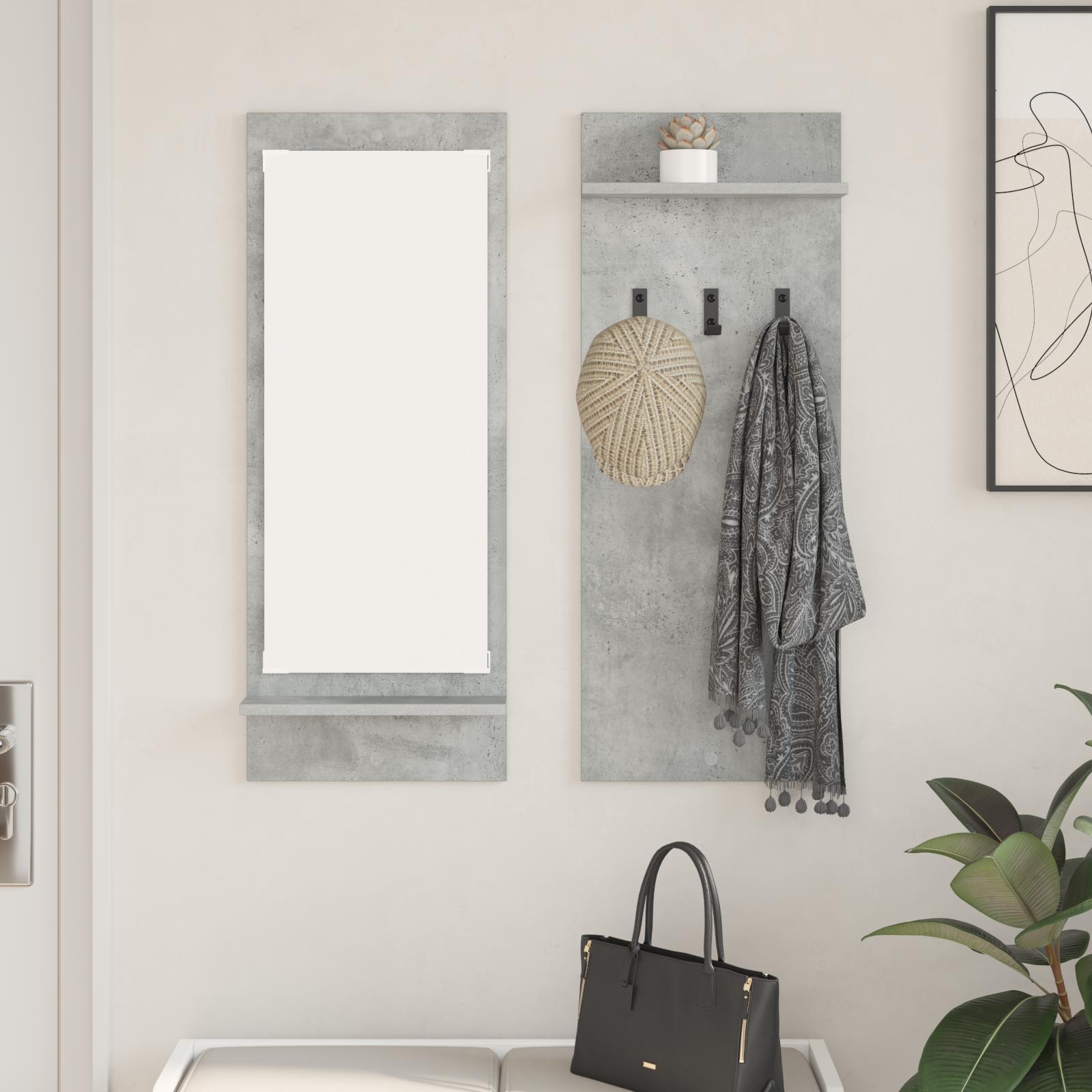 Vægmonteret Jakkeholder med hylde Betongrå 70 x 10 x 90 cm