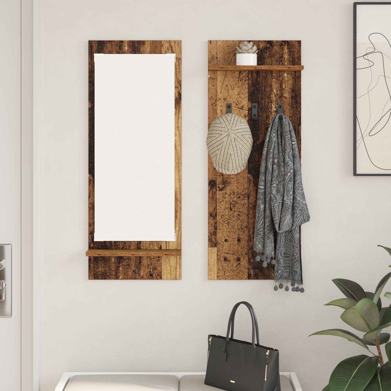 Vægmonteret Jakkeholder med hylde Gammelt træ 70 x 10 x 90 cm