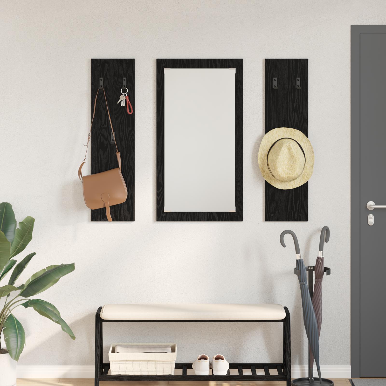 Vægmonteret Jakkeholder Vægmonteret Sort eg 96 x 1.5 x 90 cm